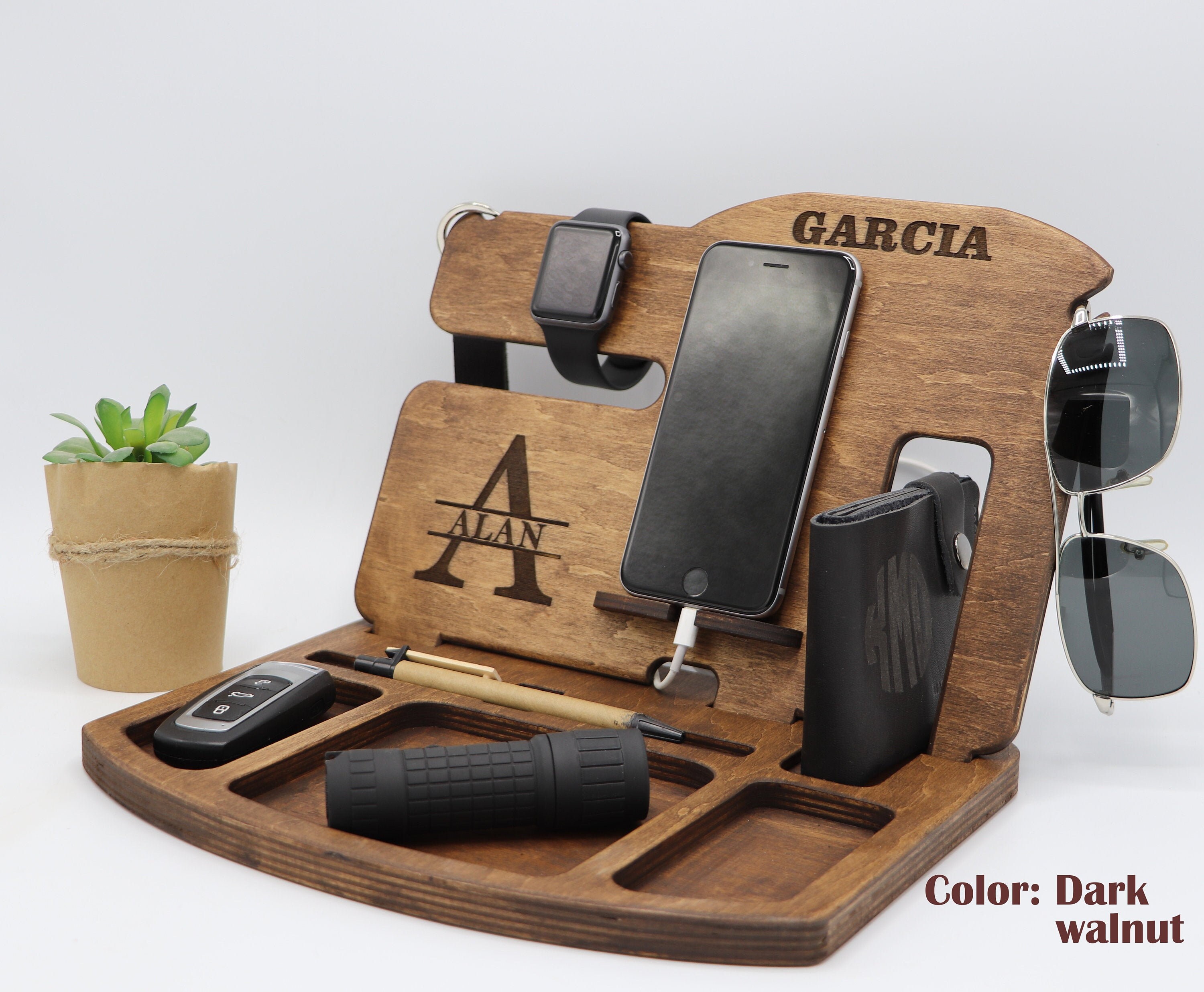 Mens Wood Valet Box Personalized Desk organizer Gifts for Etsy