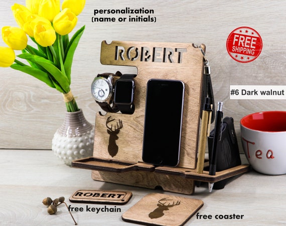 Wood Docking Station With Deer Head Logo Unique 30th Birthday Etsy