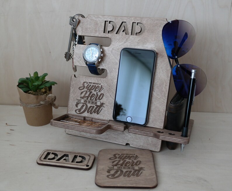 Custom gift for dad Wood docking station Gift for dad from Etsy