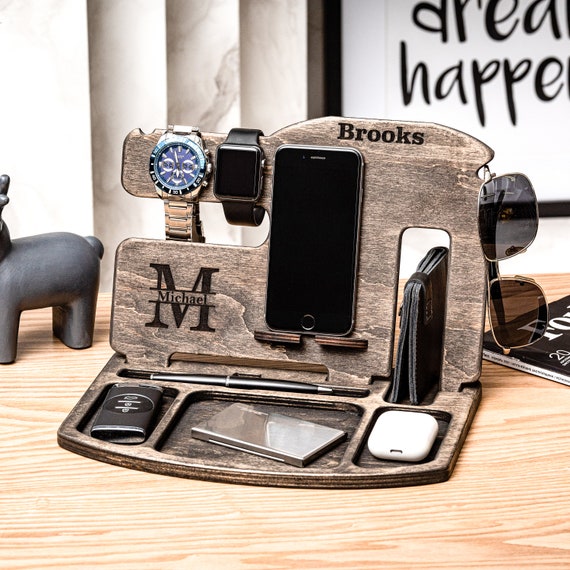 Personalized Gift for Men, Wood Docking Station, Fathers Day Gift