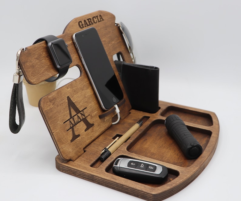 Mens Wood Valet Box Personalized Desk organizer Gifts for Etsy