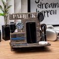 Personalized Wood Docking Station: Thin Blue Line Police Officer Christmas Gift