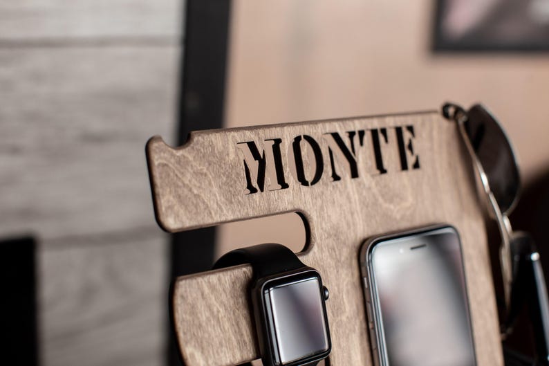 Custom Wood Docking Station - Christmas Gift Ideas: Men's Accessories Organizer image 5