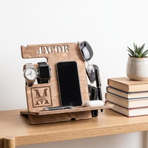 Custom Wood Docking Station - Christmas Gift Ideas: Men's Accessories Organizer image 1
