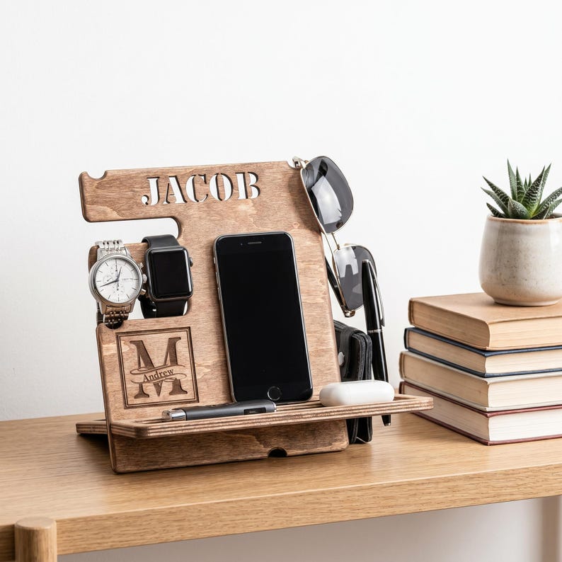 Custom Wood Docking Station - Christmas Gift Ideas: Men's Accessories Organizer image 1