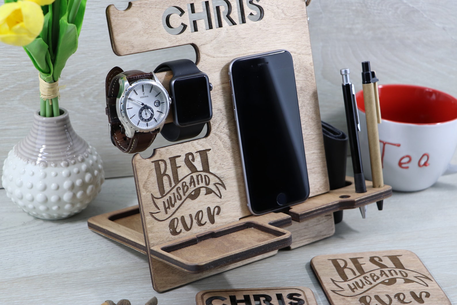 Personalized gift for Husband Dads gift from daughter Wood | Etsy