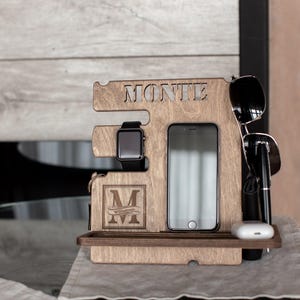 Custom Wood Docking Station - Christmas Gift Ideas: Men's Accessories Organizer image 4