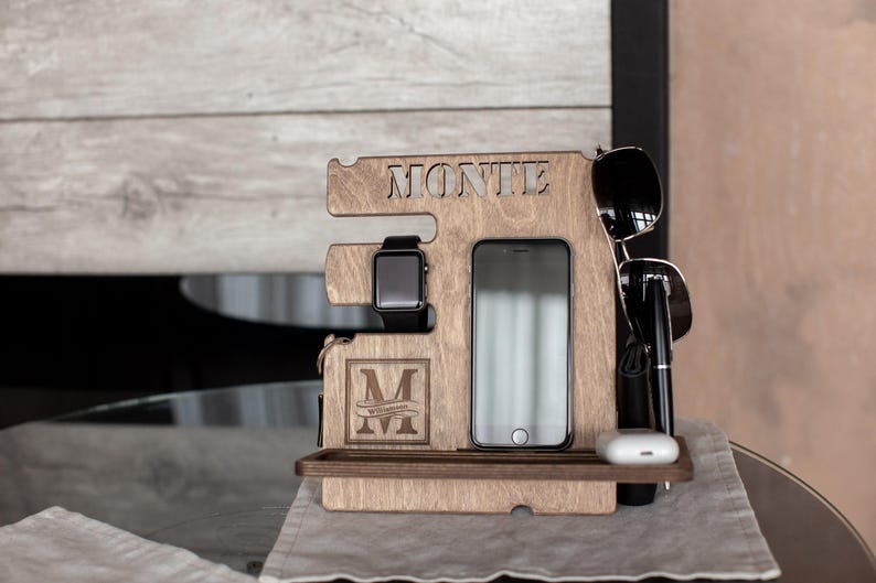Custom Wood Docking Station - Christmas Gift Ideas: Men's Accessories Organizer image 4
