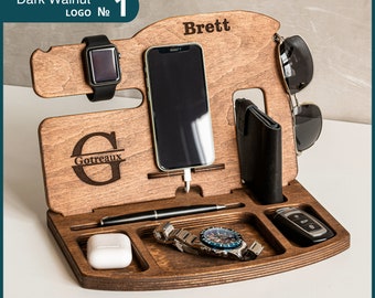 Personalized Mens Christmas Gift, Wood Docking Station, Birthday Gift Idea, Dad birthday gift, Gift for Dad, Gift from wife for Dad