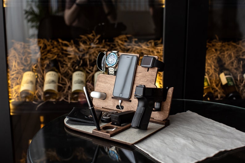 Dock Station With Gun Holder Wood Docking Station With Gun Etsy