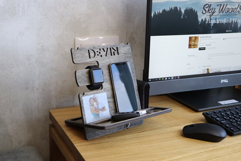 Docking Station Desk Organizer Wood dock station phone Etsy