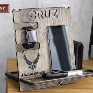 Personalized Air Force Docking station - Mens gift - Armed Forces Gift, Military Promotion Gift, Birthday gift for husband