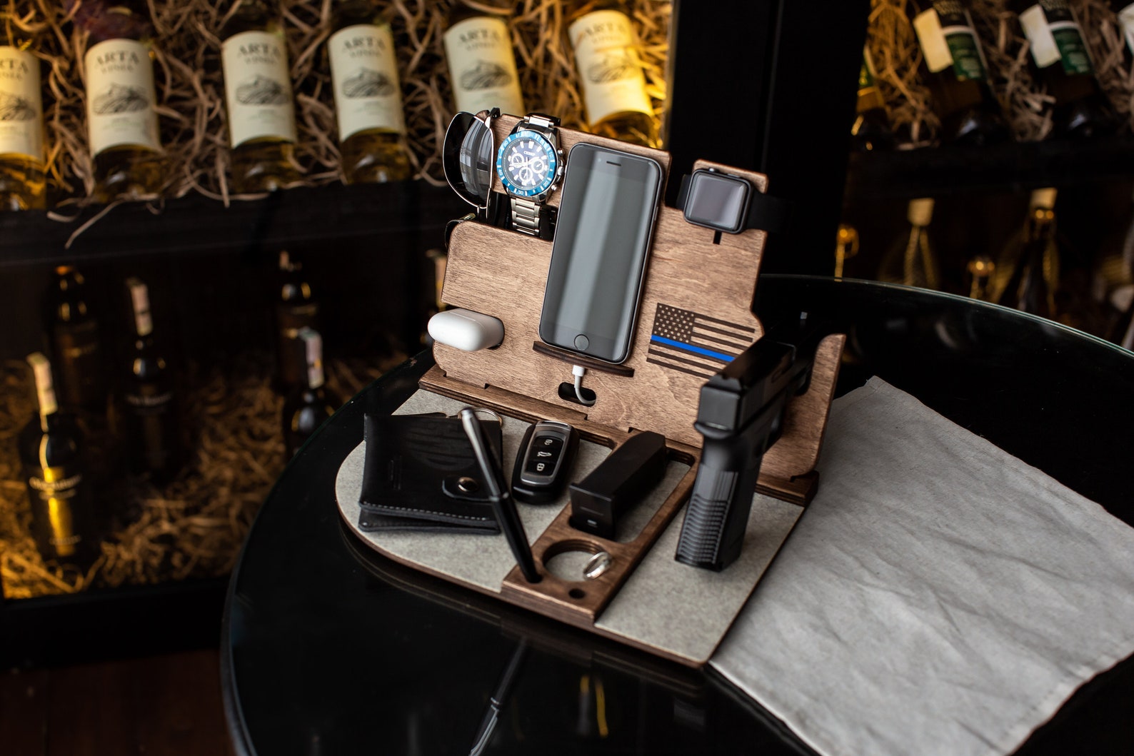 Dock Station With Gun Holder Wood Docking Station With Gun Etsy