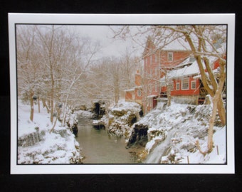 Fresh Fallen Snow At Clifton Mill 5x7 Blank Greeting Card By Thomas Minutolo