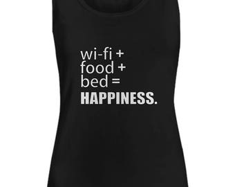 Wi-fi Food Bed Happiness Day Funny Awesome Trending Women's Tank Top Black