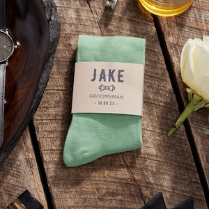 Sage Green Personalized Groomsmen Socks, Solid Sage Green Groomsmen Socks, Eucalyptus Wedding Socks for Groomsman Sized 8-13