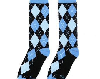 Black and Blue Argyle Groomsmen Socks, Blue Socks for Wedding Party, Wedding Socks for Groomsman Best Man Groomsmen and Groom