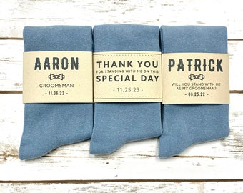 Dusty Blue Groomsmen Socks, Solid Dusty Blue Socks, Dusty Blue Groomsmen Socks, Wedding Socks for Groomsman Best Man Groomsmen Groom Gifts