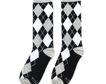 Black Argyle Groomsmen Socks, Black and White Socks for Wedding Party, Wedding Socks for Groomsman Best Man Groomsmen and Groom Gifts