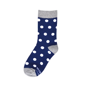 Navy Polka Dot Kids Socks for Ring Bearers, Navy Socks for Wedding, Navy with White Polka Dot Matching Socks for Groomsmen and Ring Bearers