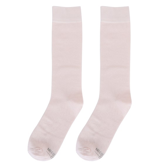 Pale Pink Groomsmen Socks with Custom Sock Labels, Personalized Solid Pale Pink Wedding Socks, Blush Pink Men's Dress Socks Sized 8-13