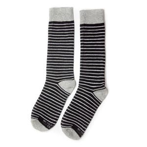 Black and White Striped Mens Dress Socks, Black Groomsmen Socks for Wedding, Groomsmen Gift Idea for Him Sized 8-13