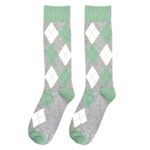 Sage Green Personalized Groomsmen Socks with Custom Labels, Sage Green Argyle Groomsmen Gift, Agave Wedding Socks for Groomsman and Groom