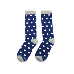 Navy Polka Dots Groomsmen Socks, Navy with White Polka Dots Wedding Socks for Groomsman Best Man and Groom