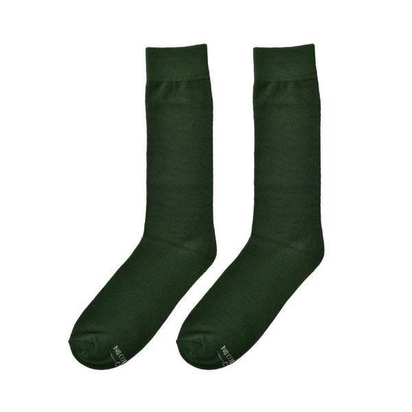 Hunter Green Socks, Solid Hunter Groomsmen Socks for Wedding, Green Men's Socks with Custom Label, Groomsmen Gift, Winter Green Dress Socks