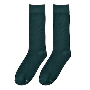 Emerald Green Socks, Solid Emerald Green Groomsmen Socks for Wedding, Men&#39;s Dress Socks with Personalized Sock Labels Sized 8-13