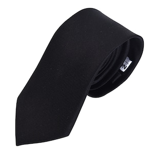 Men&#39;s Black Silk tie for Groomsmen, Black Silk Groomsmen Necktie and Black Dress Socks Set for Wedding
