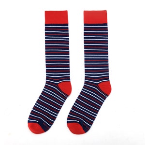 Navy and Red Striped Socks for Groomsmen, Navy Red and Grey Striped Socks, Wedding Socks for Groomsman Best Man Groomsmen and Groom Gifts