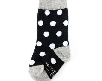 Black and White Polka Dot Toddler Socks for Ring Bearers, Black and White Socks for Wedding, Matching Socks for Groomsmen and Ring Bearers