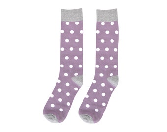 Wisteria Socks, Wisteria Purple Polka Dot Groomsmen Socks, Dusk Groomsmen Socks, Purple Wedding Socks for Groom Groomsman Best Man Gifts