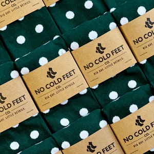 Emerald Green Groomsmen Socks Multi Pack, Emerald Green with White Polka Dot Groomsmen Socks for Wedding, Sized 8-13
