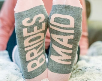 Bridesmaid Socks Proposal Gift, Bridesmaid Maid of Honor and Bride Socks with Custom Labels, Personalized Gifts Wedding Day Party Socks