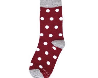 Burgundy Polka Dot Kids Socks for Ring Bearers, Burgundy Socks for Wedding, Burgundy Matching Socks for Groomsmen and Ring Bearers, Kid Sock