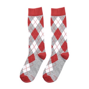 Burnt Orange Argyle Men&#39;s Dress Socks, Terracotta Argyle Socks for Groomsmen, Cinnamon Wedding Socks Gift for Groomsmen