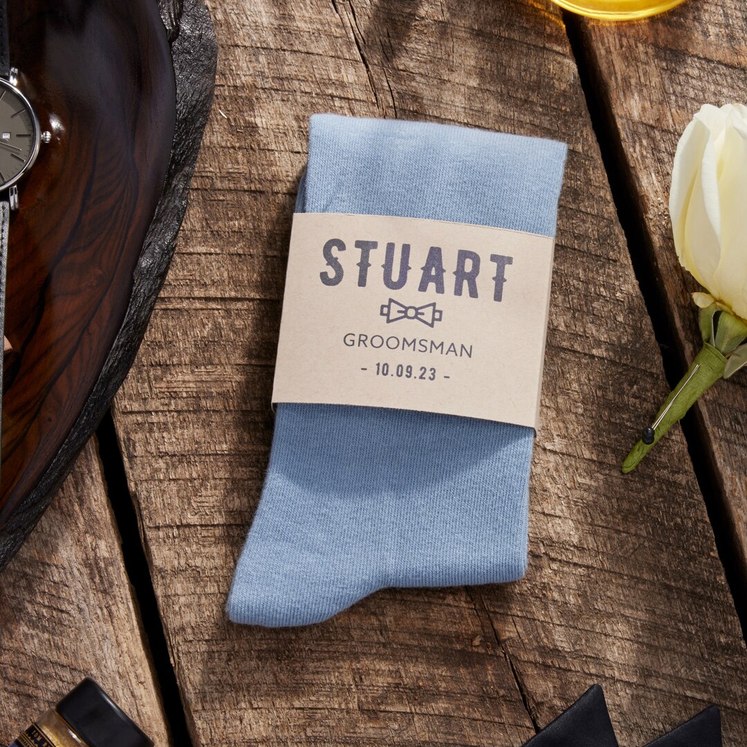 Dusty Blue Personalized Groomsmen Socks Solid Dusty Blue Etsy