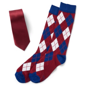 Burgundy Silk Tie and Socks, Burgundy and Navy Socks for Wedding, Burgundy Groomsmen Tie and Socks Set, Burgundy Groomsmen Tie and Socks