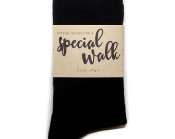 Chaussettes spéciales pour une promenade spéciale Étiquette de chaussettes, cadeau pour papa de la mariée, chaussettes de mariage et étiquette de chaussettes de mariage, chaussettes spéciales pour le jour du mariage