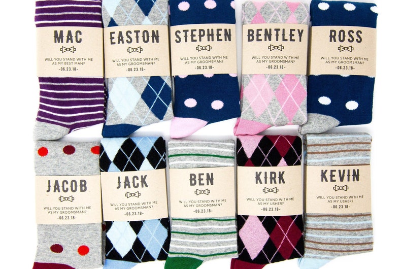 Personalized Groomsmen Gift Socks with Custom Sock Labels, Groomsmen Proposal Groomsman Gifts, Best Man Gift, Wedding Day Groomsmen Socks 