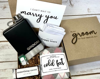 Groom Gift From Bride on Wedding Day, Groom Gift Box with No Cold Feet Socks, Wedding Day Gift for Future Husband, Groom's Survival Kit