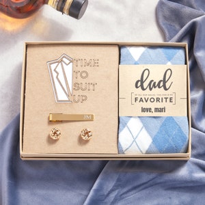 Personalized Gift for Dad on Wedding Day, Dad Favorite Walk Socks Engraved Tie Clip Custom Cufflinks, Father of Bride Gift, Gift for Father