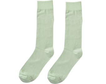 Dusty Sage Green Socks, Solid Dusty Sage Groomsmen Socks for Wedding, Sage Men's Socks with Custom Label, Sized 8-13