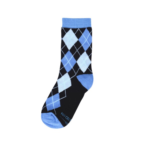 Blue and Black Argyle Kids Socks for Ring Bearers Blue Socks for