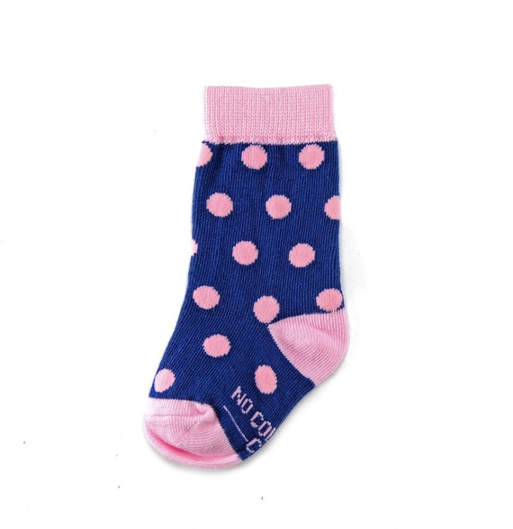 Navy With Pink Polka Dots Toddler Socks for Ring Bearers Navy | Etsy