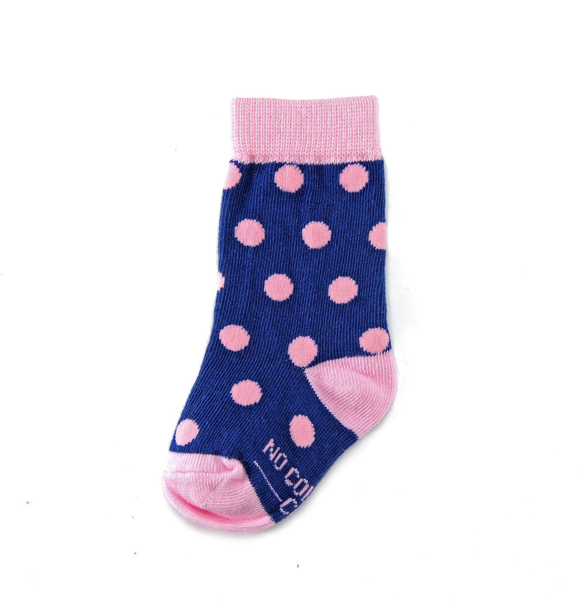 Navy with Pink Polka Dots Toddler Socks for Ring Bearers Navy | Etsy