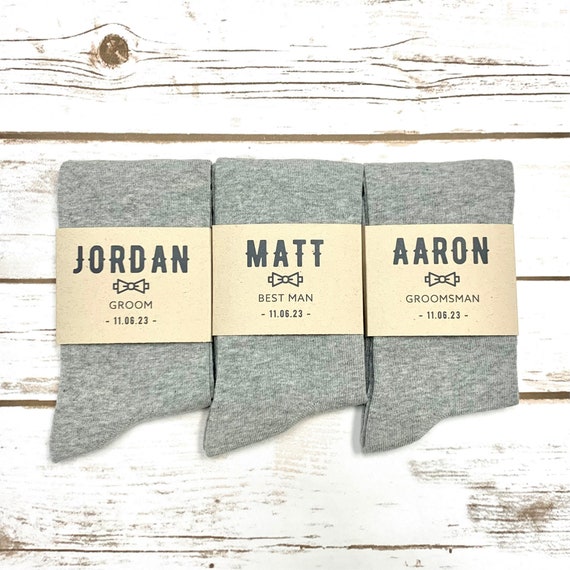 mens light grey dress socks Personalized Groomsmen with Custom Sock Labels, Grey Wedding Socks, Gray Men's Socks Sized 8-13 Medium Blue Indigo