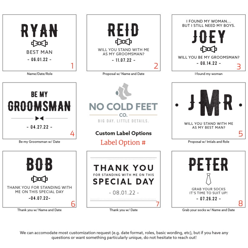 Personalized Groomsmen gifts has never been easier with one of our 8 custom label options. Whether it is a groomsmen proposal or thanking your wedding party on the big day, we've got you covered. Reach out if you want something unique.